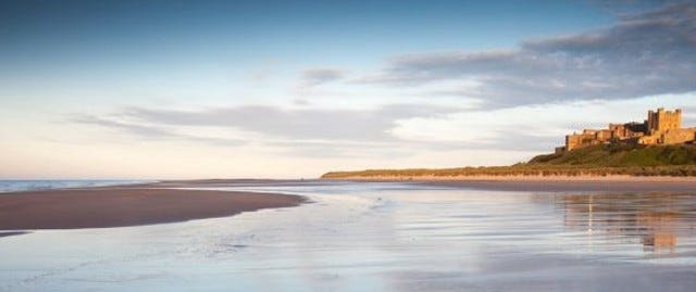 View of bamburgh castle from the beach