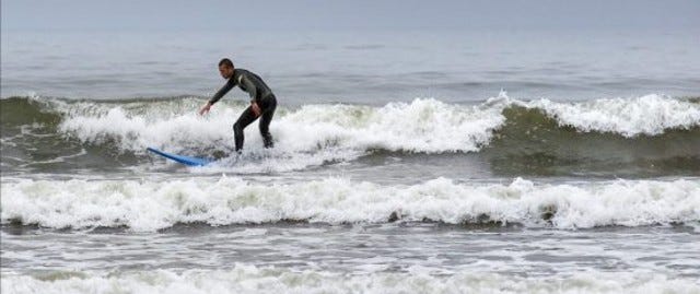 Person surfing at the beach