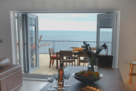 Dining room with doors to balcony