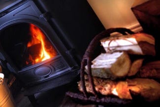 lit wood burner