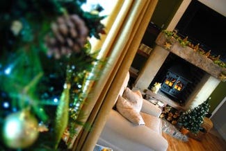 Christmas decoration above fireplace